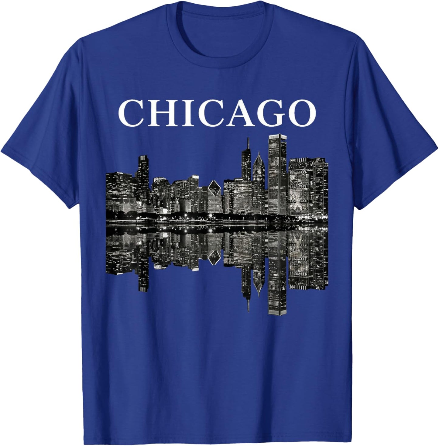 Chicago Illinois Skyline City Reflection Urban T-Shirt - T-Shirt | Royal
