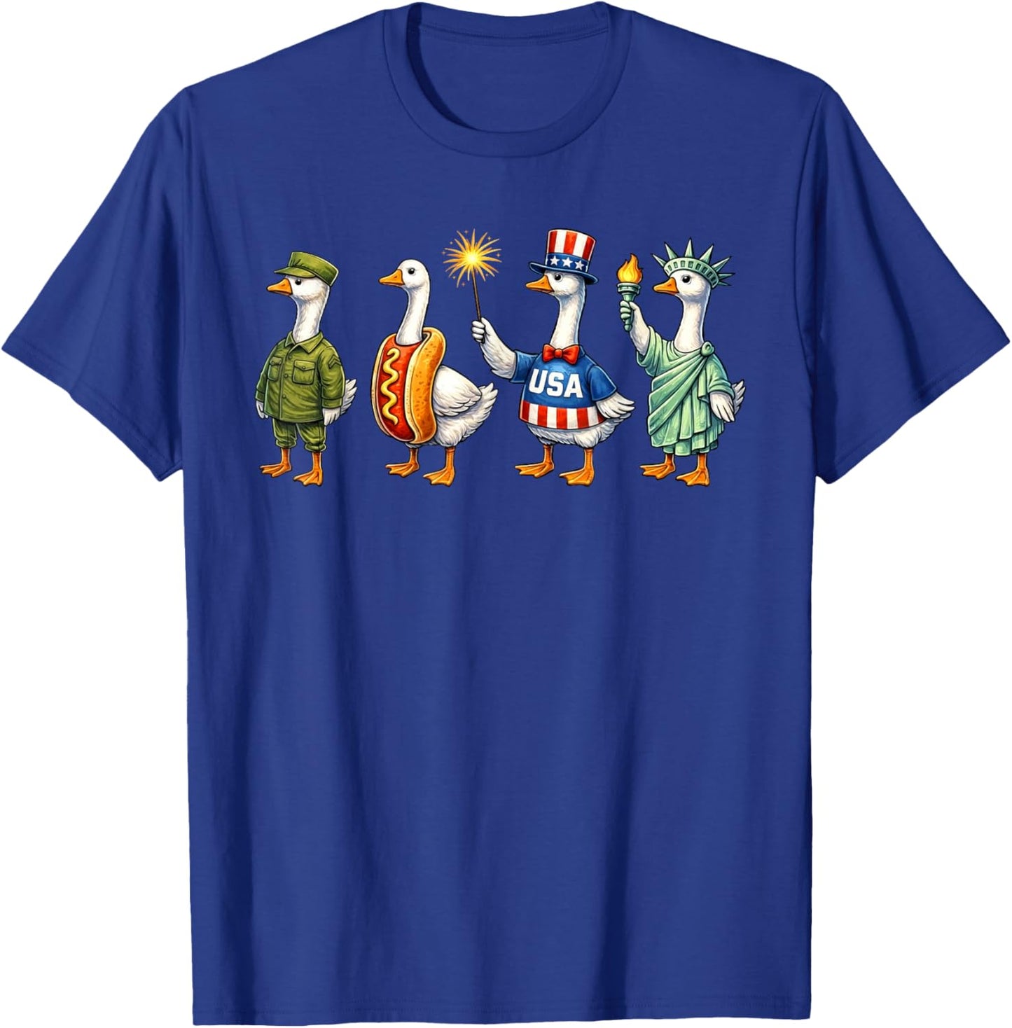 America Goose Squad Happy Fourth 4th of July American Flag T-Shirt - T-Shirt | Royal
