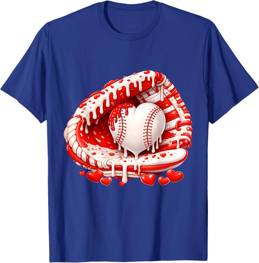 Kid Drip Ice Cream Baseball Heart Catcher Valentines Day Boy T-Shirt - T-Shirt | Royal
