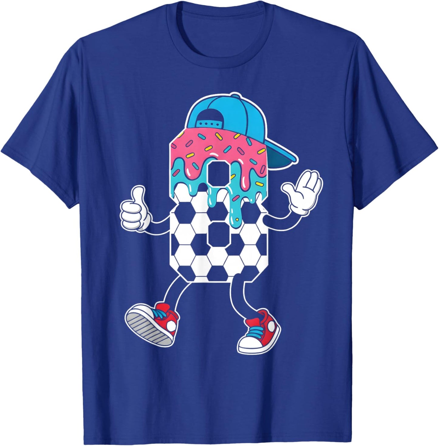 Soccer 8 Year Old Ice Cream Drip Youth 8th Birthday Boy 8 T-Shirt - T-Shirt | Royal