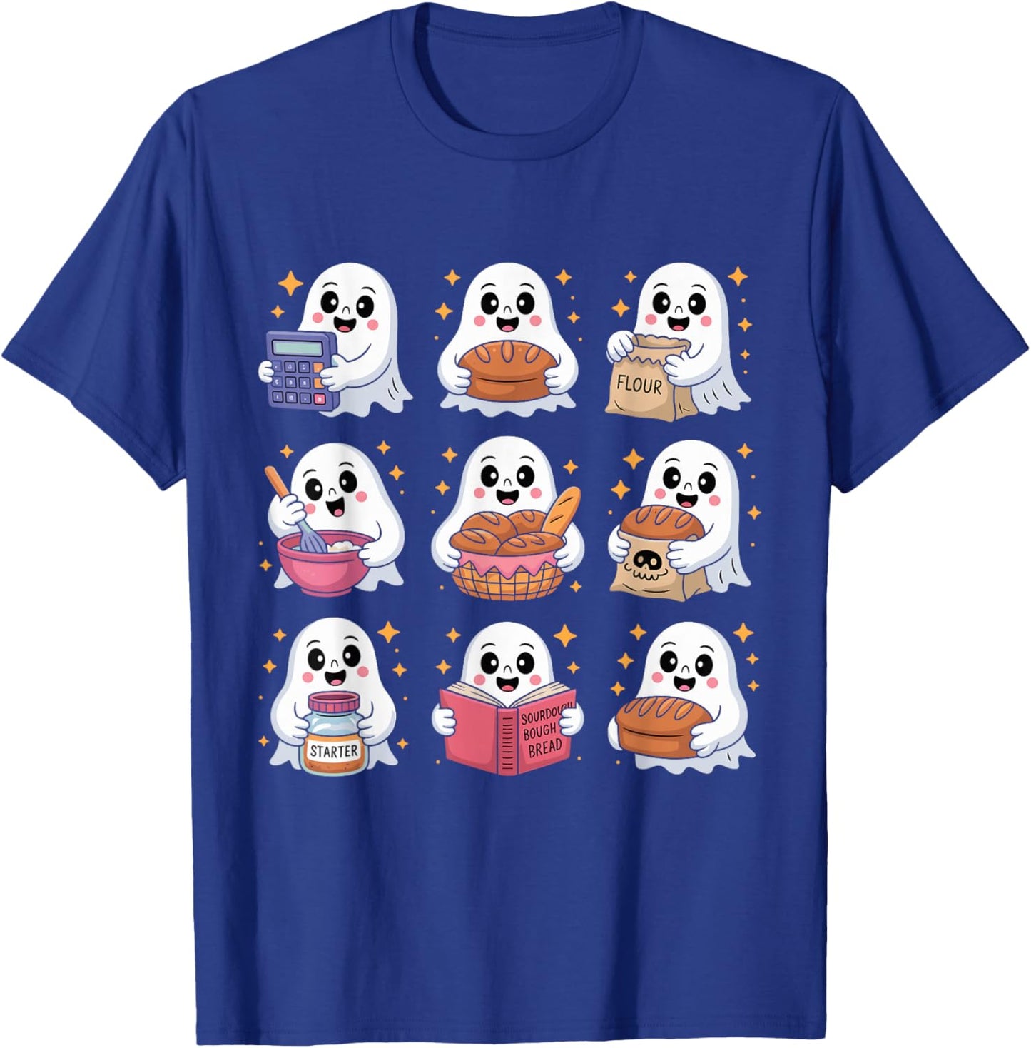 Cute Ghosts Cooking Sourdough Bread Homemaker Baking Baker T-Shirt - T-Shirt | Royal
