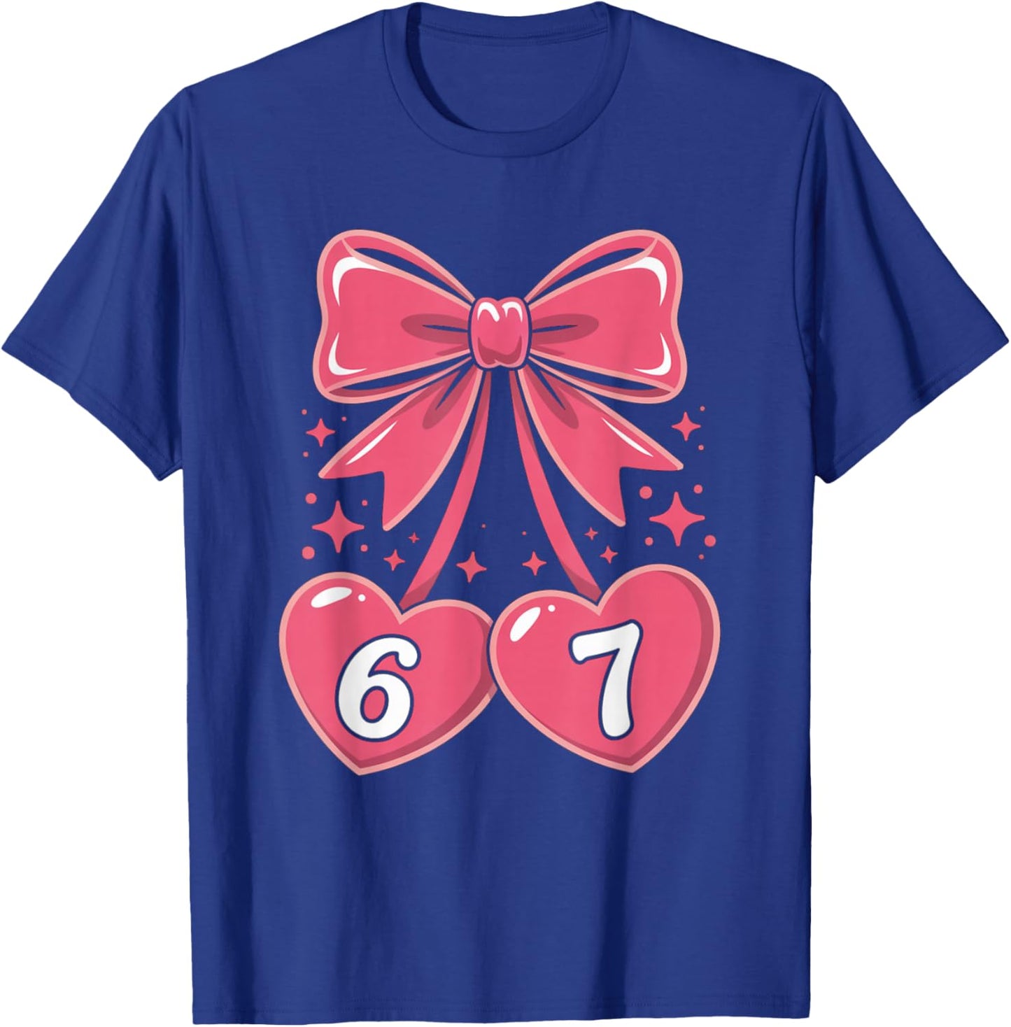 67 Valentines Day Hearts Bow Cute Pink Number Love T-Shirt - T-Shirt | Royal