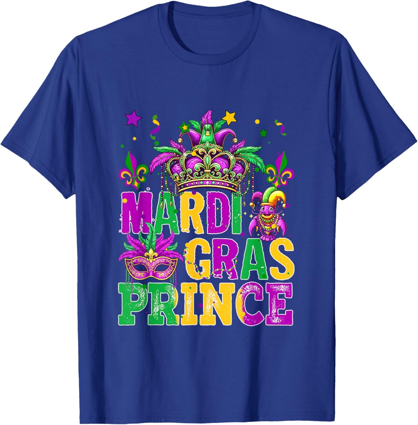Mardi Gras Prince Cute Crown Masked Matching Kids Girls T-Shirt - T-Shirt | Royal