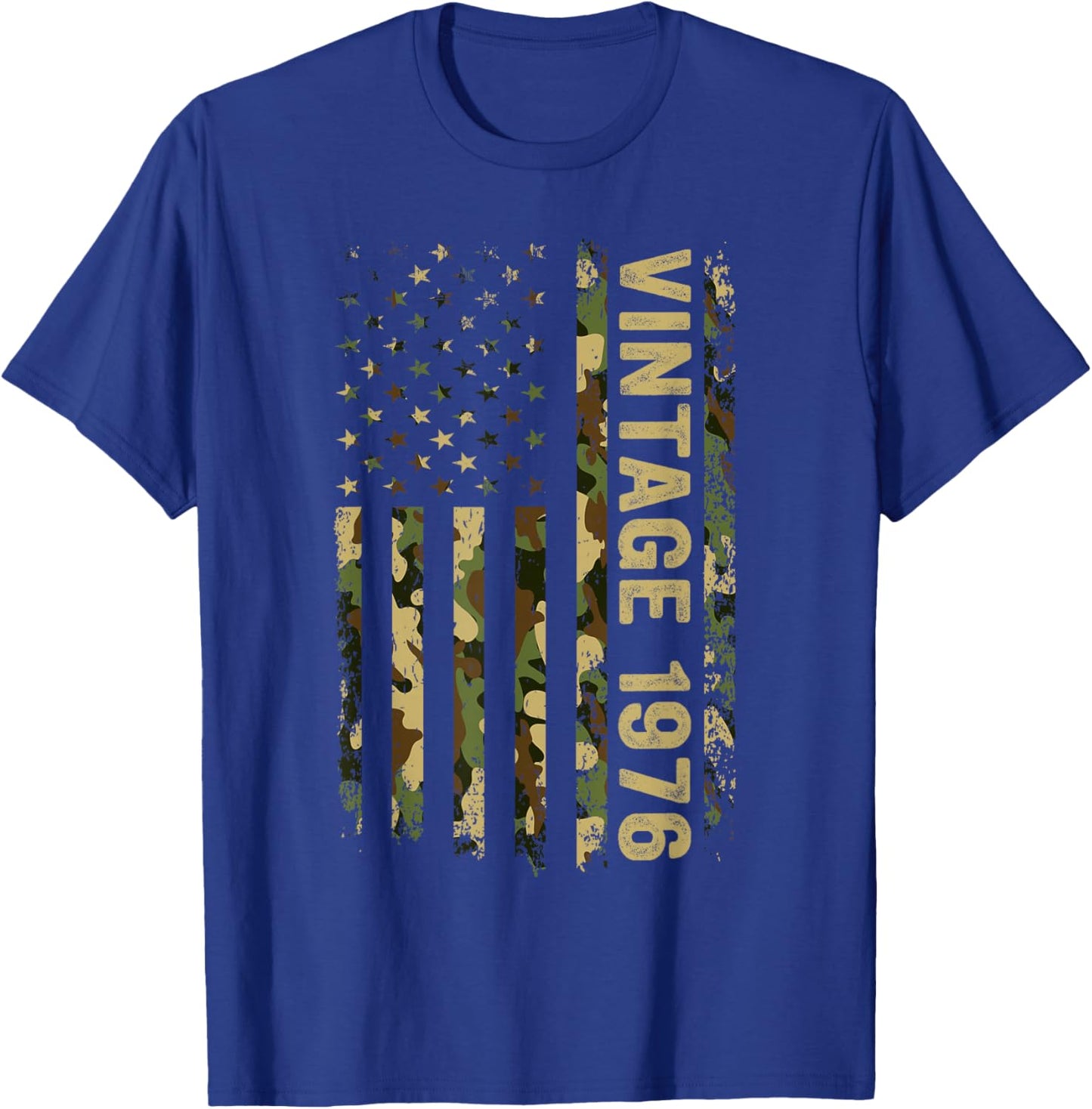 50th Birthday Gifts Vintage 1976 American Flag 50 Year Old T-Shirt - T-Shirt | Royal