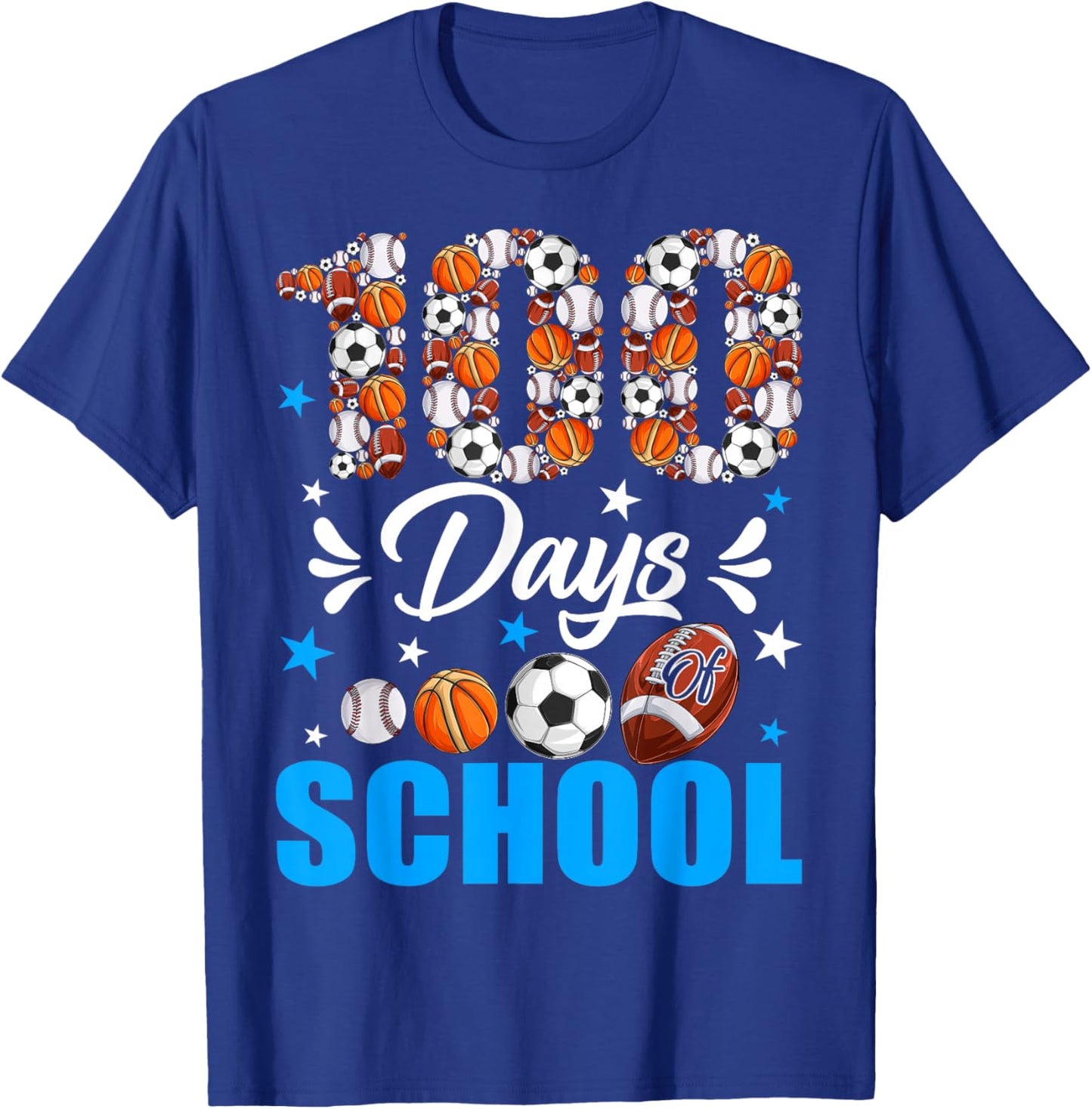 100 Days of School Sport Lovers 100th Day of School Boys T-Shirt - T-Shirt | Royal