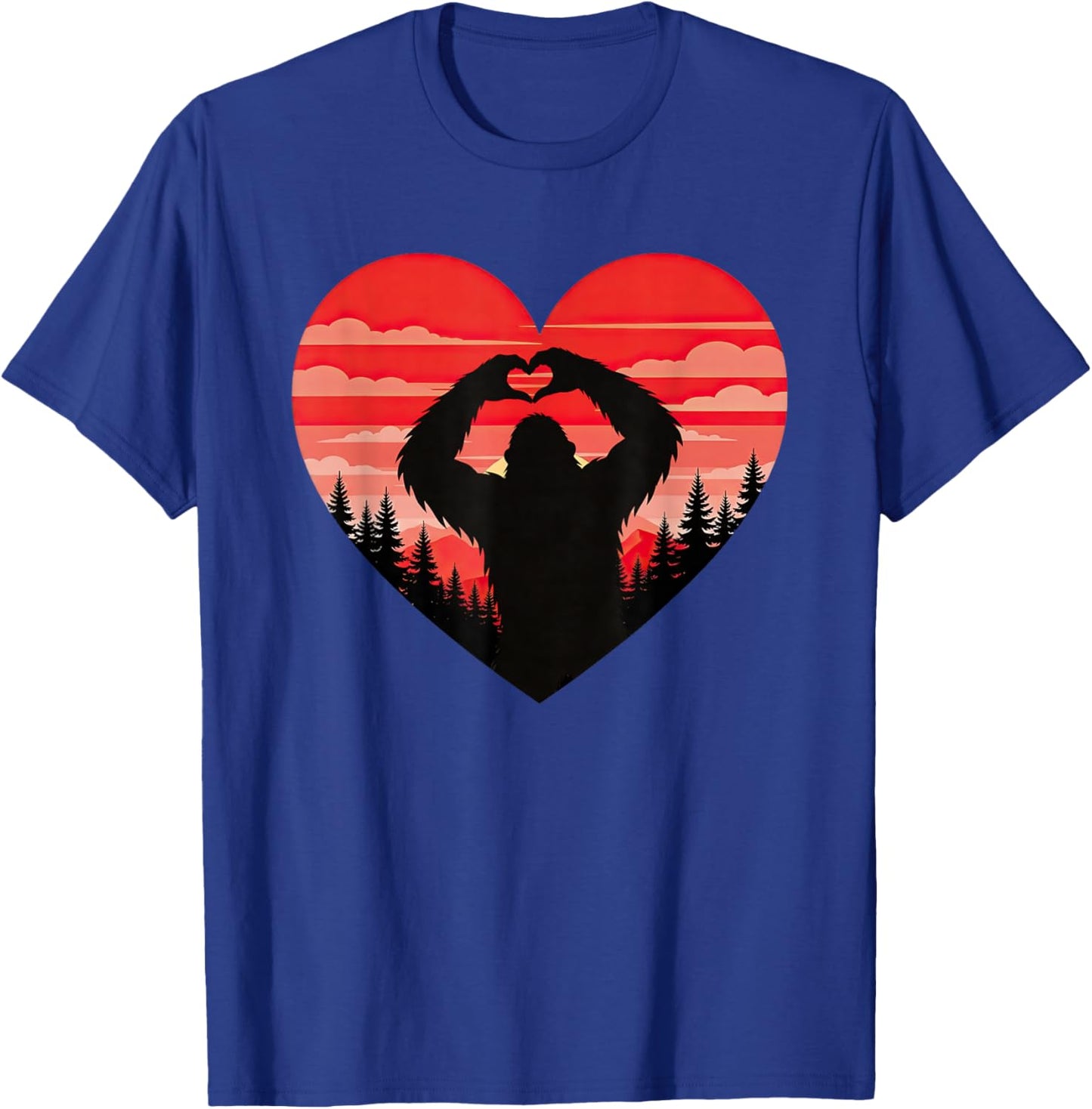 Bigfoot Valentine Sasquatch Heart Love Forest Men Boys Kids T-Shirt - T-Shirt | Royal