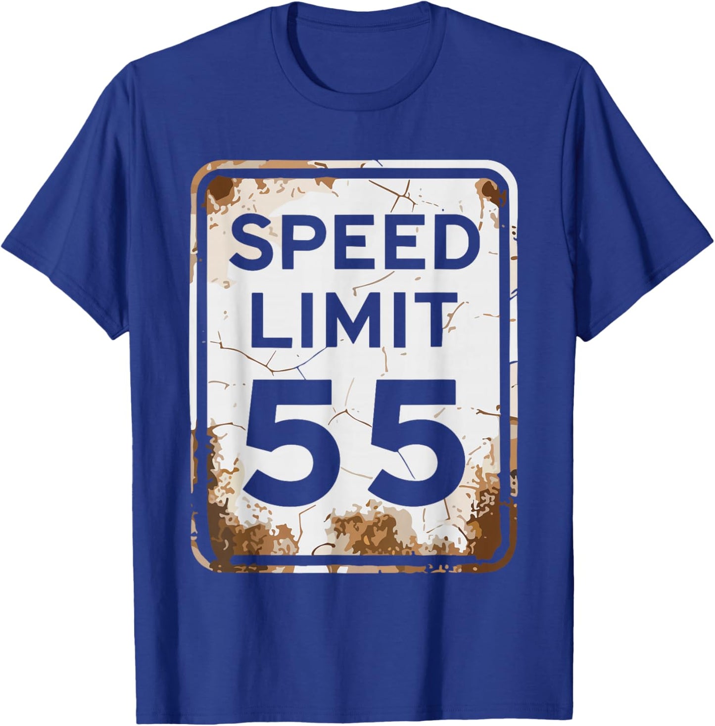Vintage Speed Limit 55 Shirt, Fun 55th Birthday Road Sign T-Shirt - T-Shirt | Royal