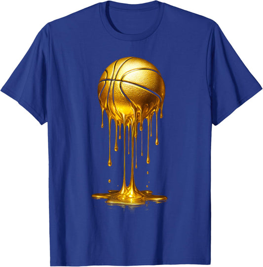 Melting Golden Basketball Lovers Men Boys Girls Brainrot T-Shirt - T-Shirt | Royal