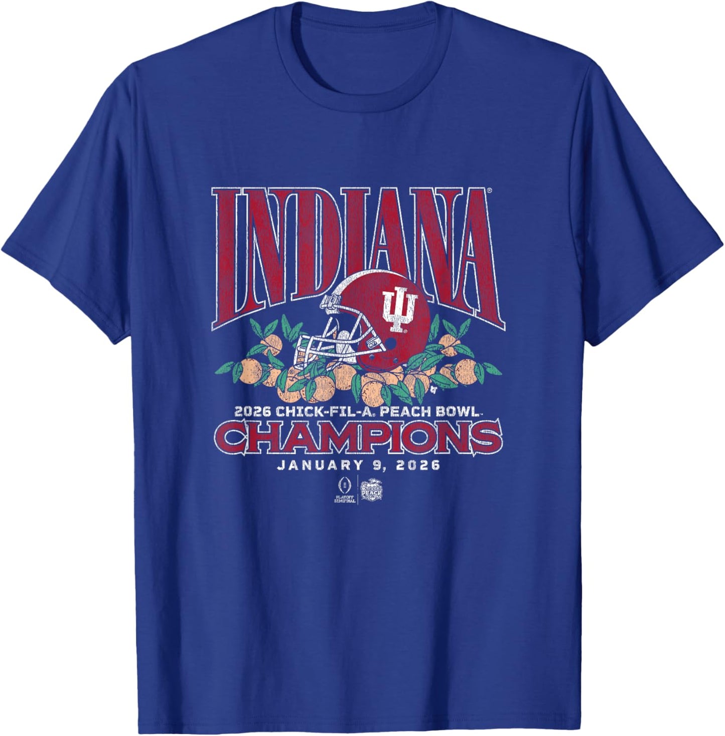 Indiana Football: CFP Peach Bowl Champions T-Shirt - T-Shirt | Royal