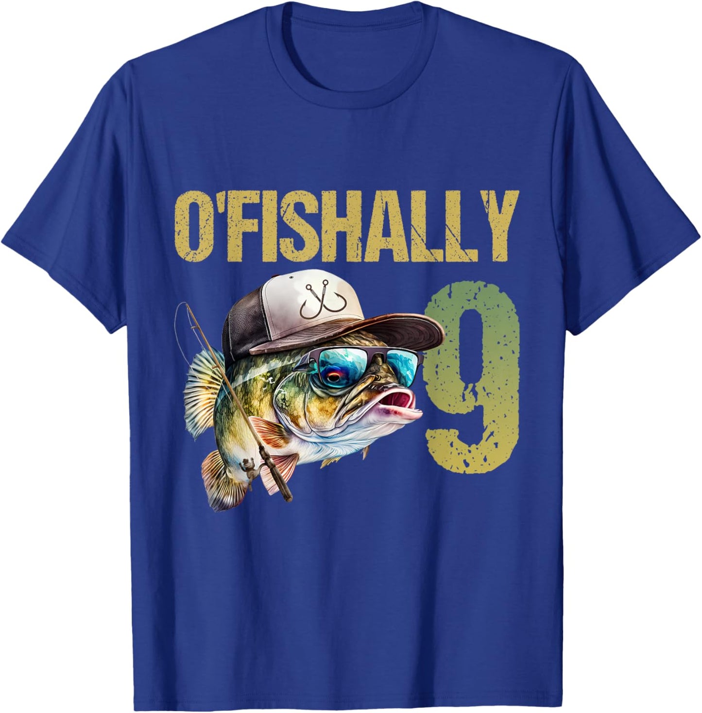 O'fishally 9 Years Old Funny Fishing 9th Birthday Boy Fish T-Shirt - T-Shirt | Royal
