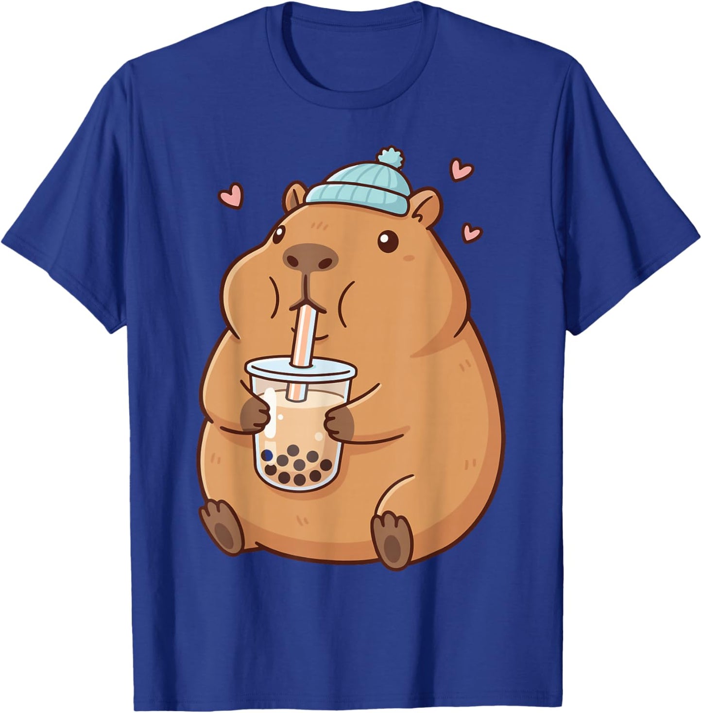Cute Capybara Drinking Boba Bubble Tea T-Shirt - T-Shirt | Royal