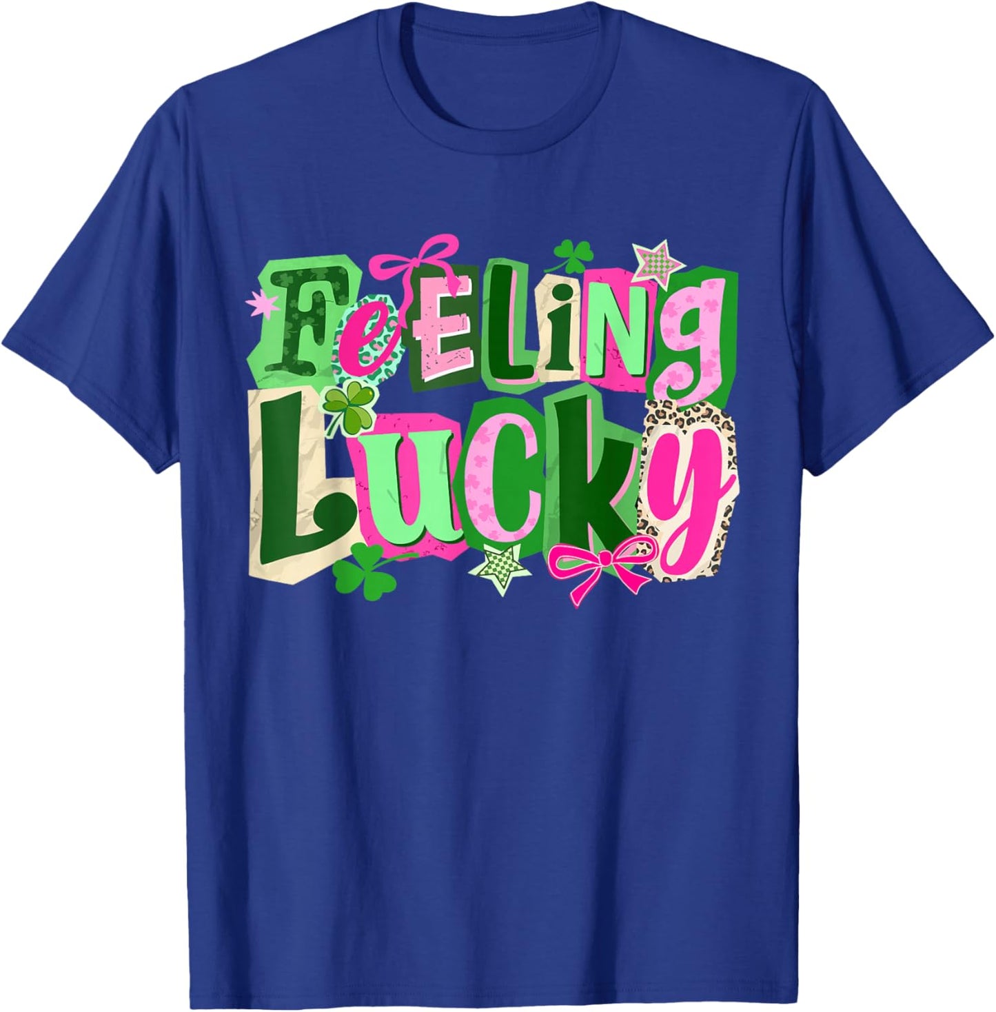 Retro Feeling Lucky Shamrock Clover Funny St Patricks Day T-Shirt - T-Shirt | Royal