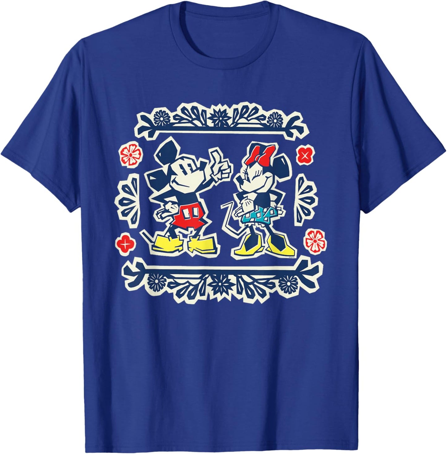 Disney Mickey & Minnie Fiesta Papel Picado Style Mexican Art T-Shirt - T-Shirt | Royal