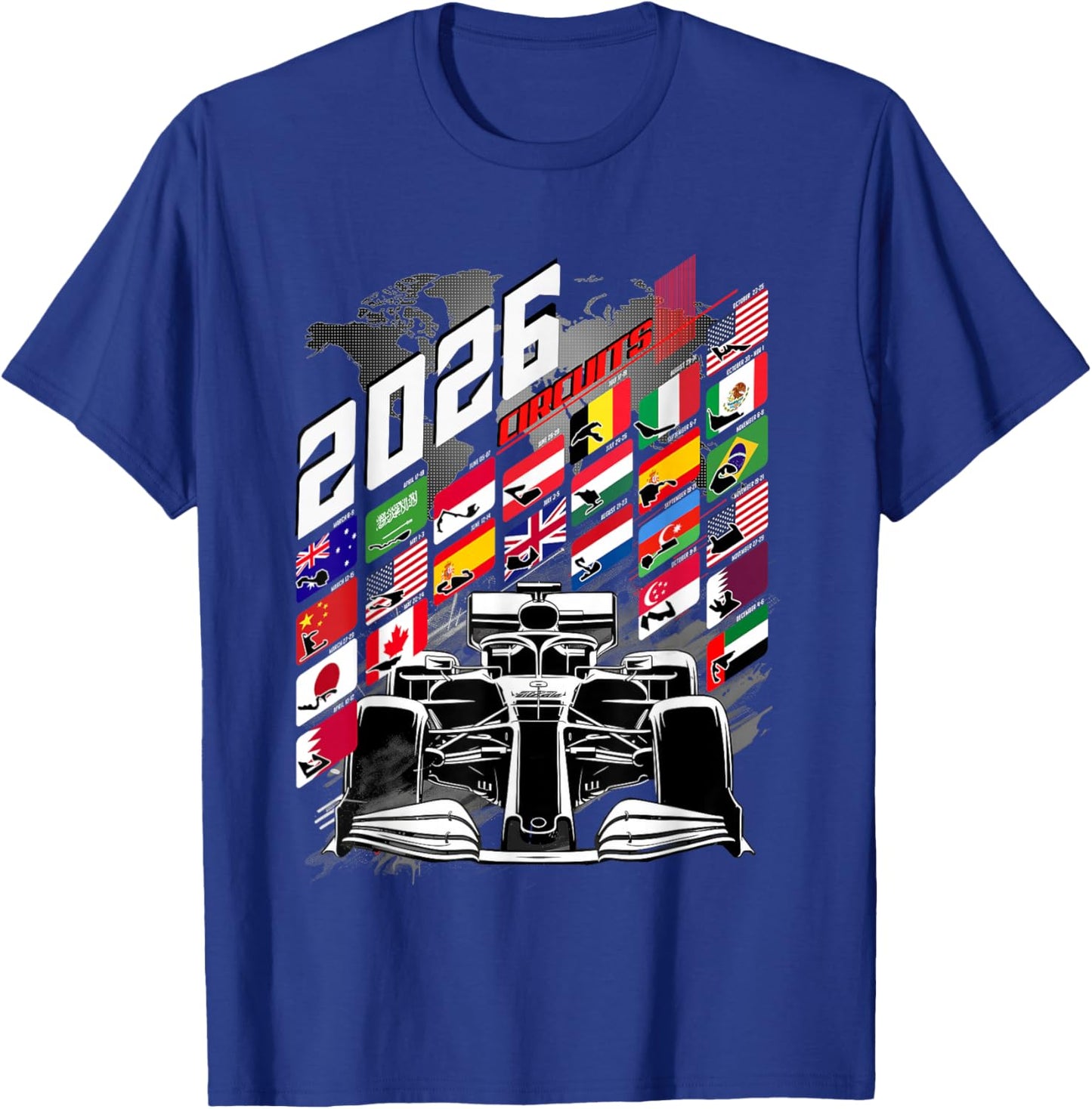 2026 Calendar Racing Circuit Schedule Gear Places T-Shirt - T-Shirt | Royal