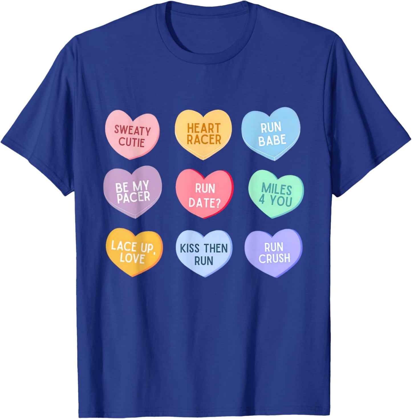 Heart Candy Running Runner Valentine Day Marathon Game Day T-Shirt - T-Shirt | Royal