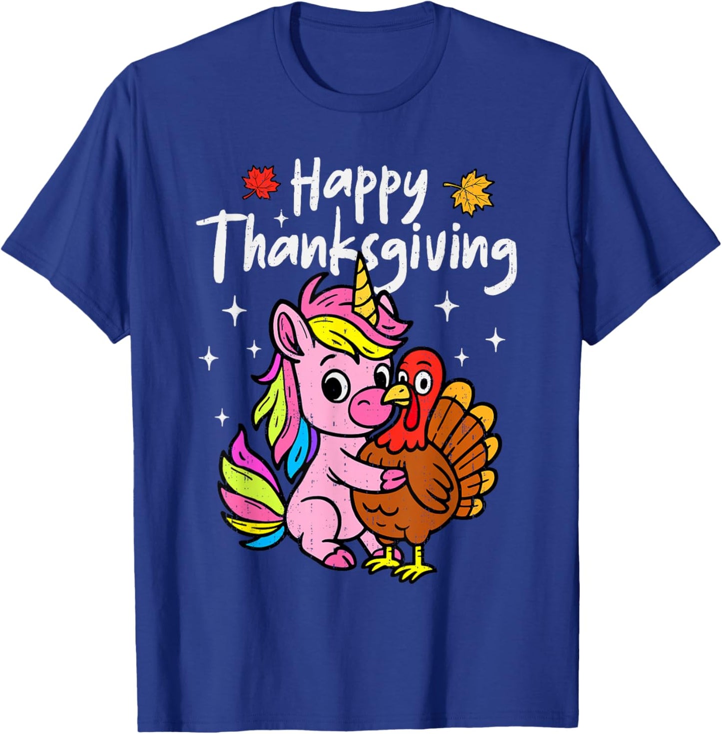 Happy Thanksgiving Unicorn Hug Turkey Cute Holiday Girl Kids T-Shirt - T-Shirt | Royal