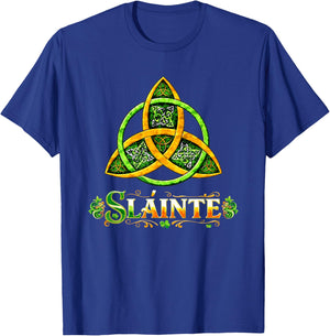 Slainte Irish Toast Celtic Trinity Knot Shamrock T-Shirt - T-Shirt | Royal