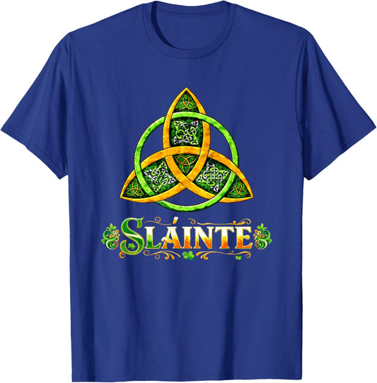 Slainte Irish Toast Celtic Trinity Knot Shamrock T-Shirt - T-Shirt | Royal