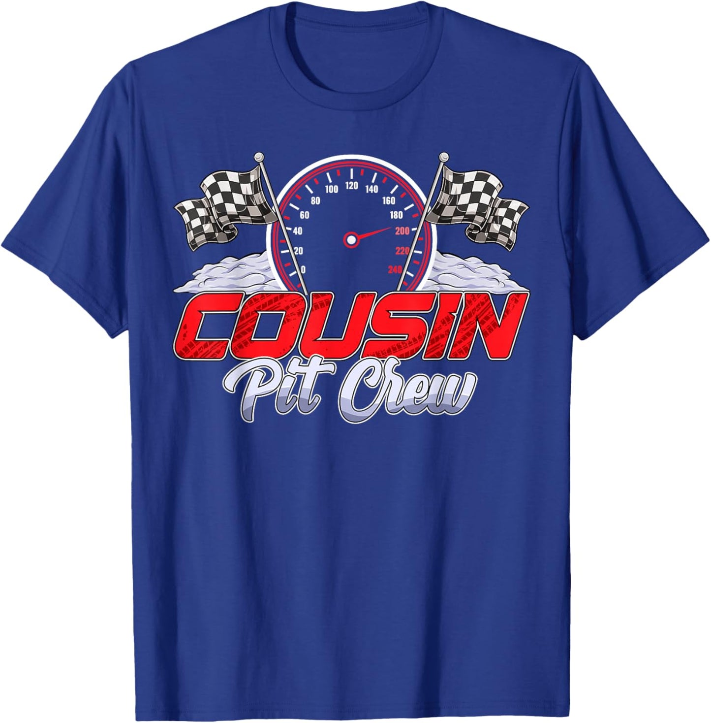 Cousin Pit Crew Race Car Birthday Family Matching Racing T-Shirt - T-Shirt | Royal