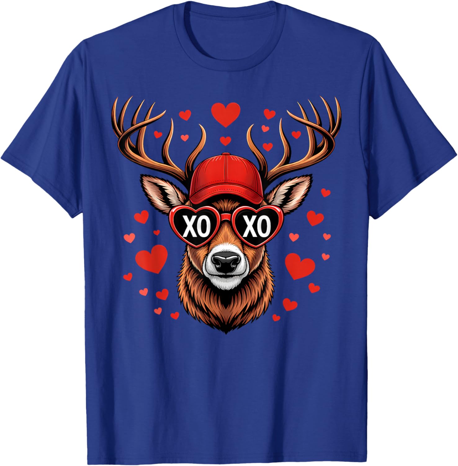 XOXO Valentine Buck Camo Deer Retro Hunting Boys Cap Men Boy T-Shirt - T-Shirt | Royal