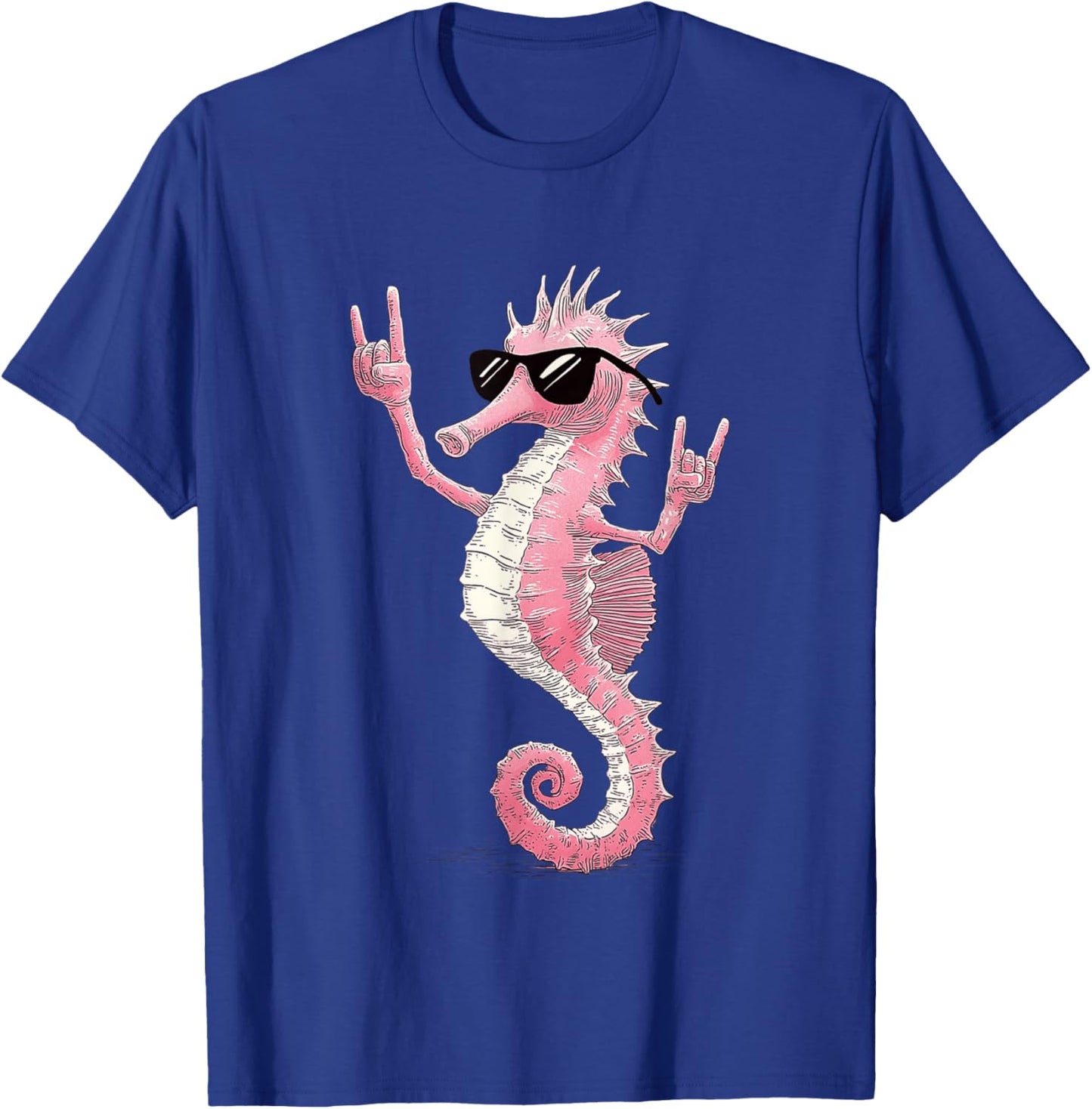 Rock On Seahorse Cool Sunglasses Attitude T-Shirt - T-Shirt | Royal