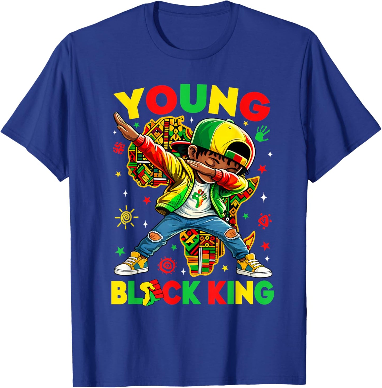 Young Black King Melanin African American History Month T-Shirt - T-Shirt | Royal
