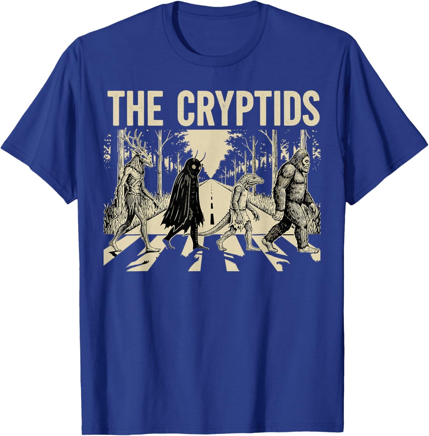 Cryptids Funny Mythical Bigfoot Mothman Halloween Graphic T-Shirt - T-Shirt | Royal