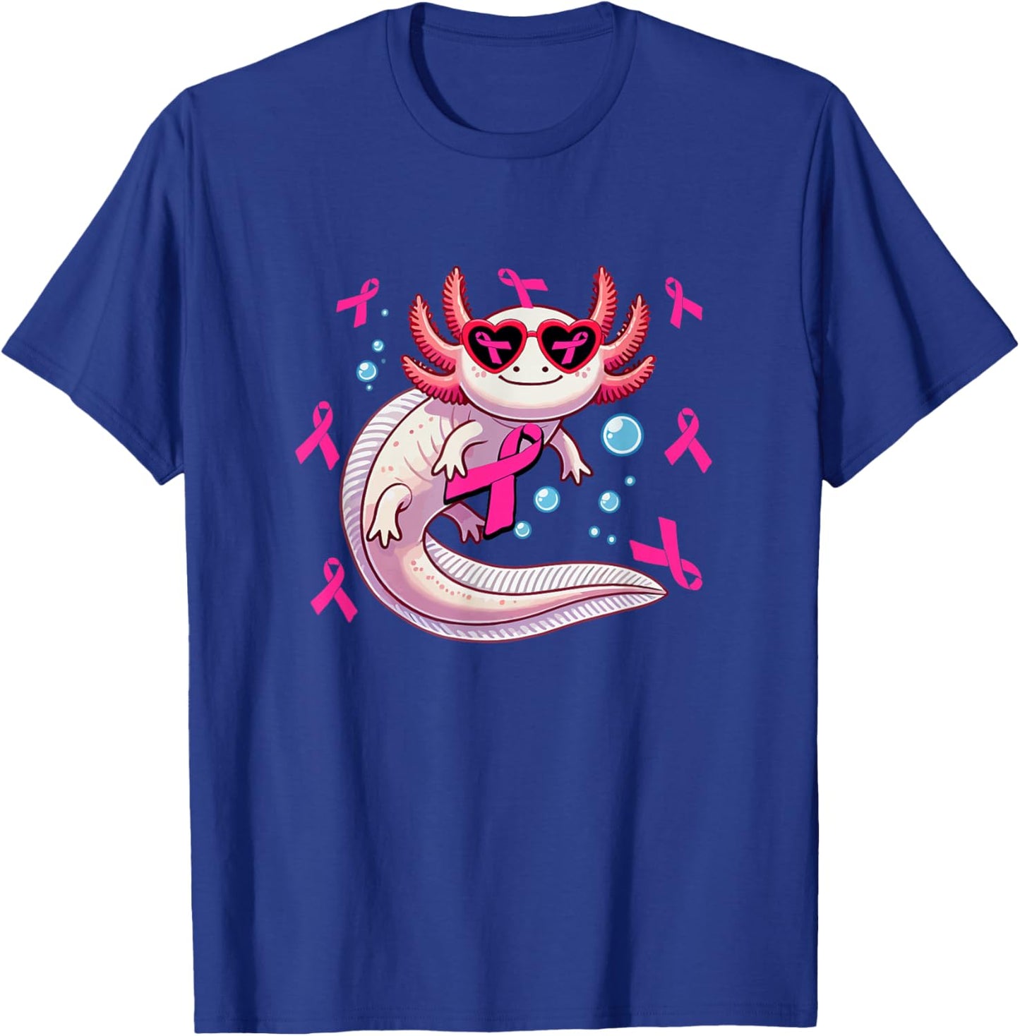 Axolotl Breast Cancer Awareness Pink Ribbons Women Lover T-Shirt - T-Shirt | Royal