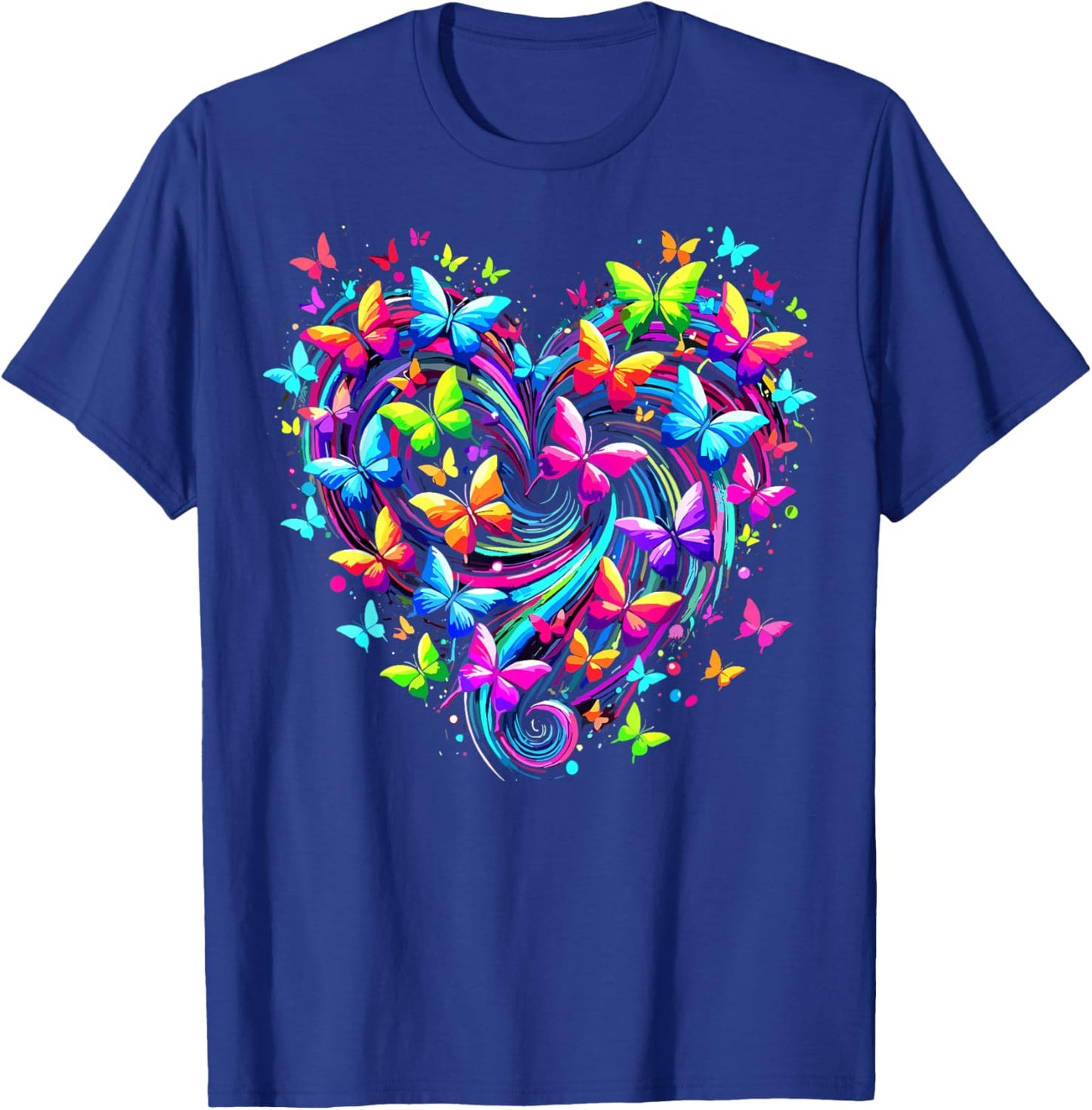 Colorful Butterfly Heart Nature T-Shirt - T-Shirt | Royal