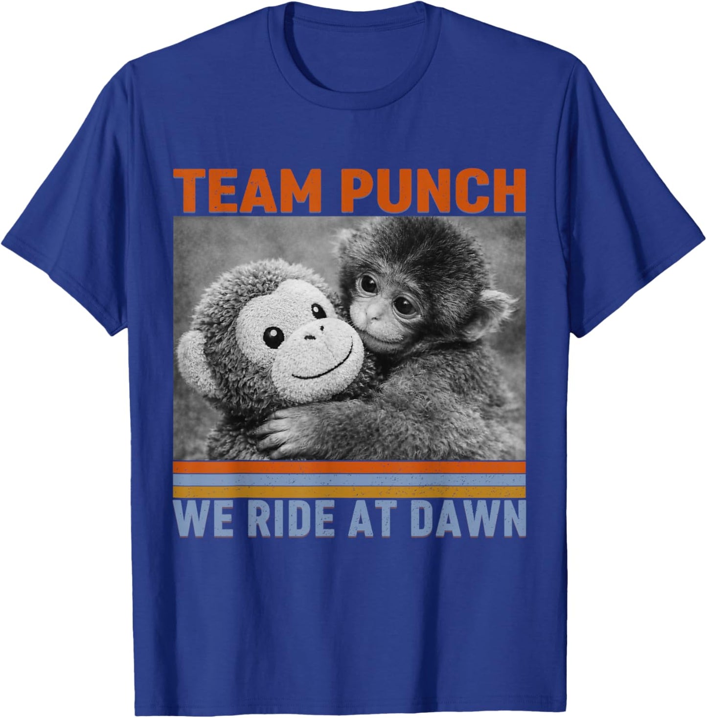 Retro Team Punch Monkey Ride At Dawn Hopecore T-Shirt - T-Shirt | Royal