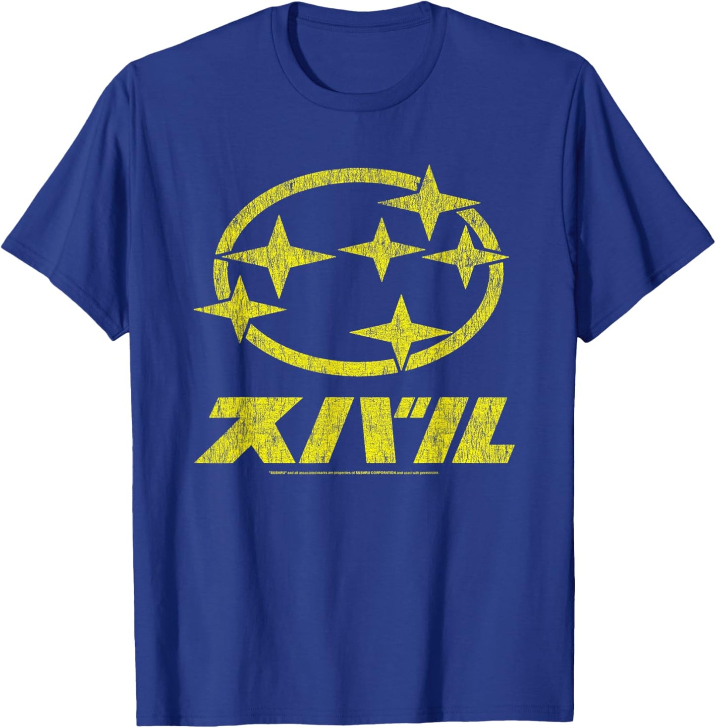 Subaru Vintage Distressed Kanji Stars Logo Car Brand T-Shirt - T-Shirt | Royal