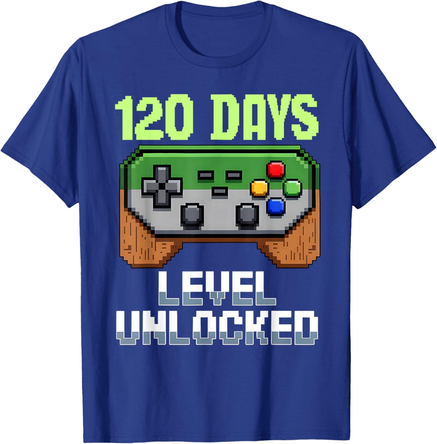 120 Days Level Unlocked Gaming 120 Days of School Boys Gamer T-Shirt - T-Shirt | Royal