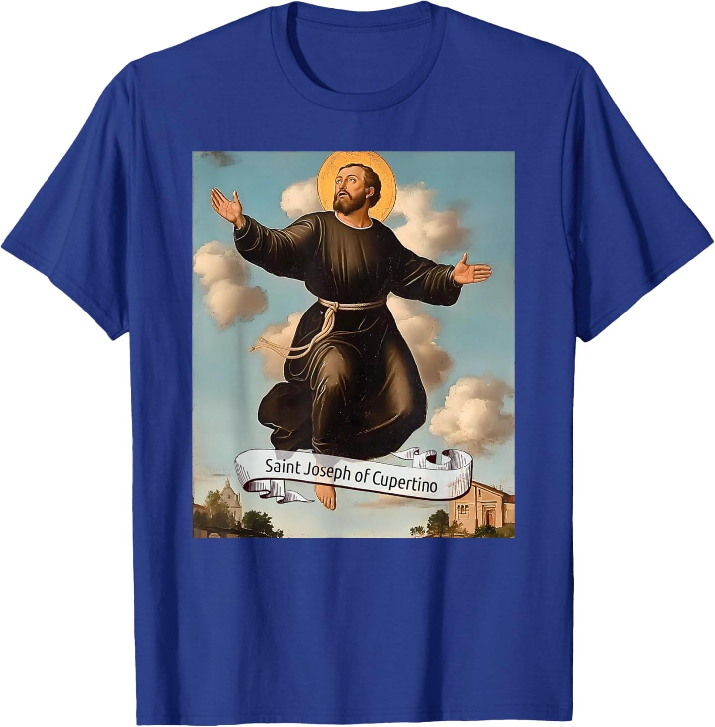 St Joseph of Cupertino, Catholic Saint Design Christian Gift T-Shirt - T-Shirt | Royal