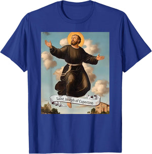 St Joseph of Cupertino, Catholic Saint Design Christian Gift T-Shirt - T-Shirt | Royal