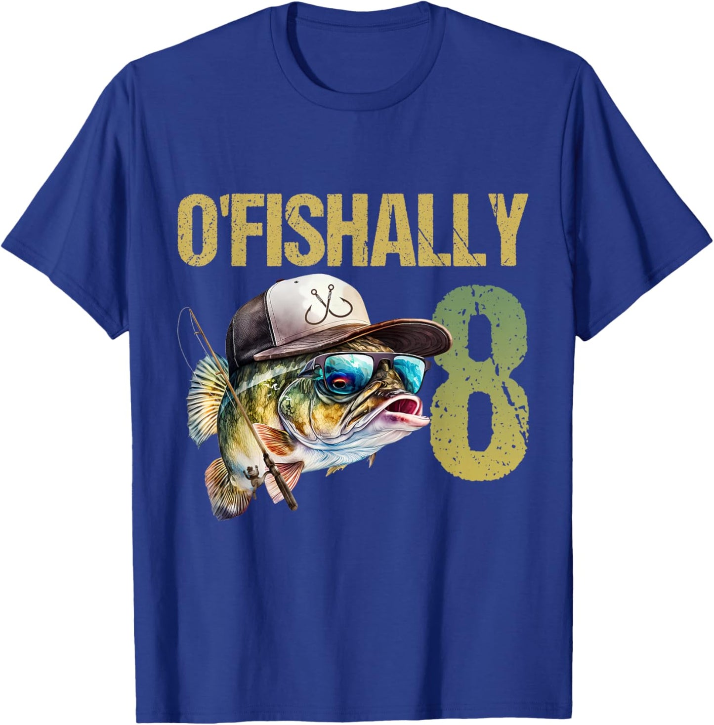 O'fishally 8 Years Old Funny Fishing 8th Birthday Boy Fish T-Shirt - T-Shirt | Royal