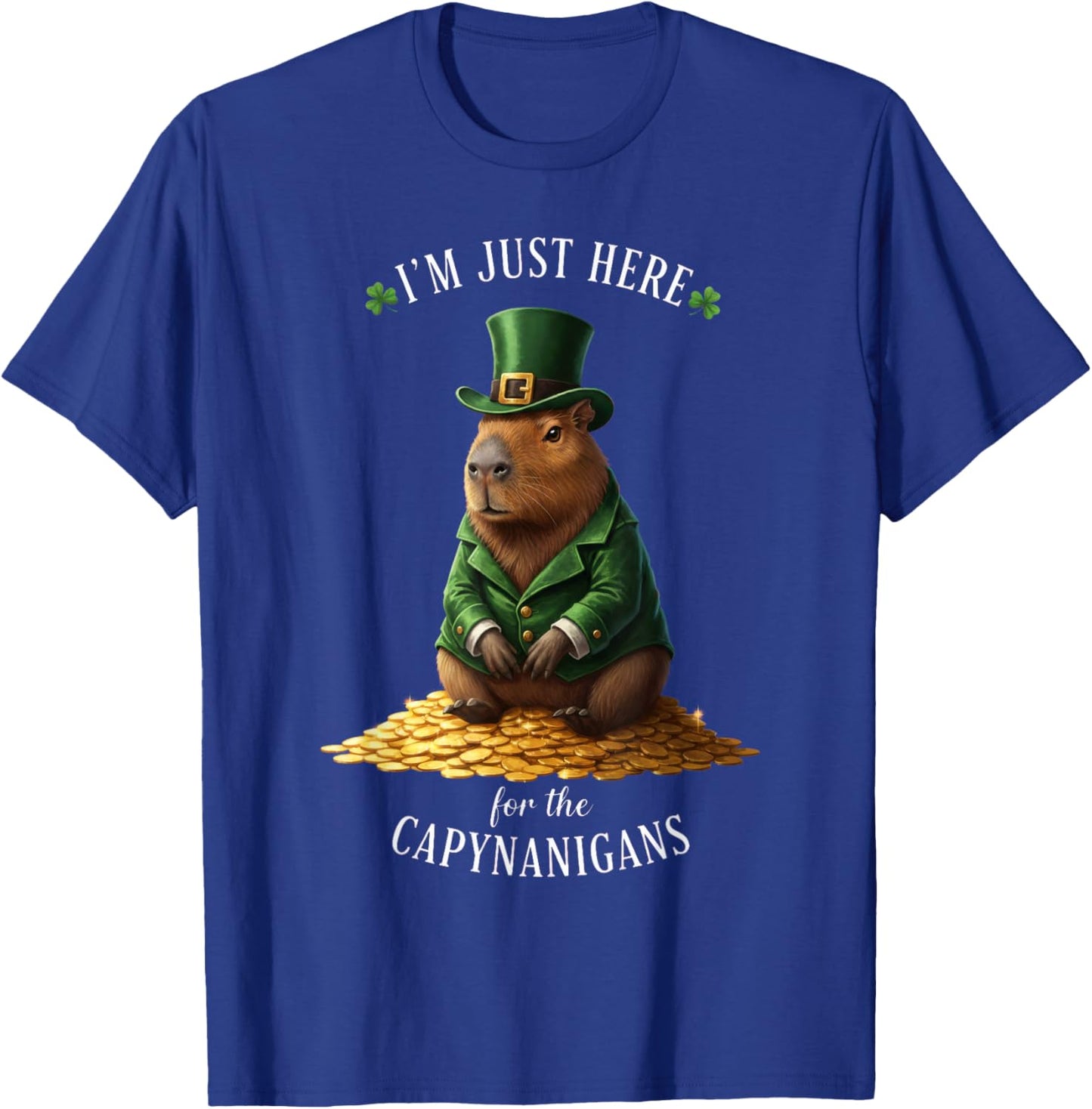 St Patricks Day Capybara Leprechaun Gold Coins Capynanigans T-Shirt - T-Shirt | Royal