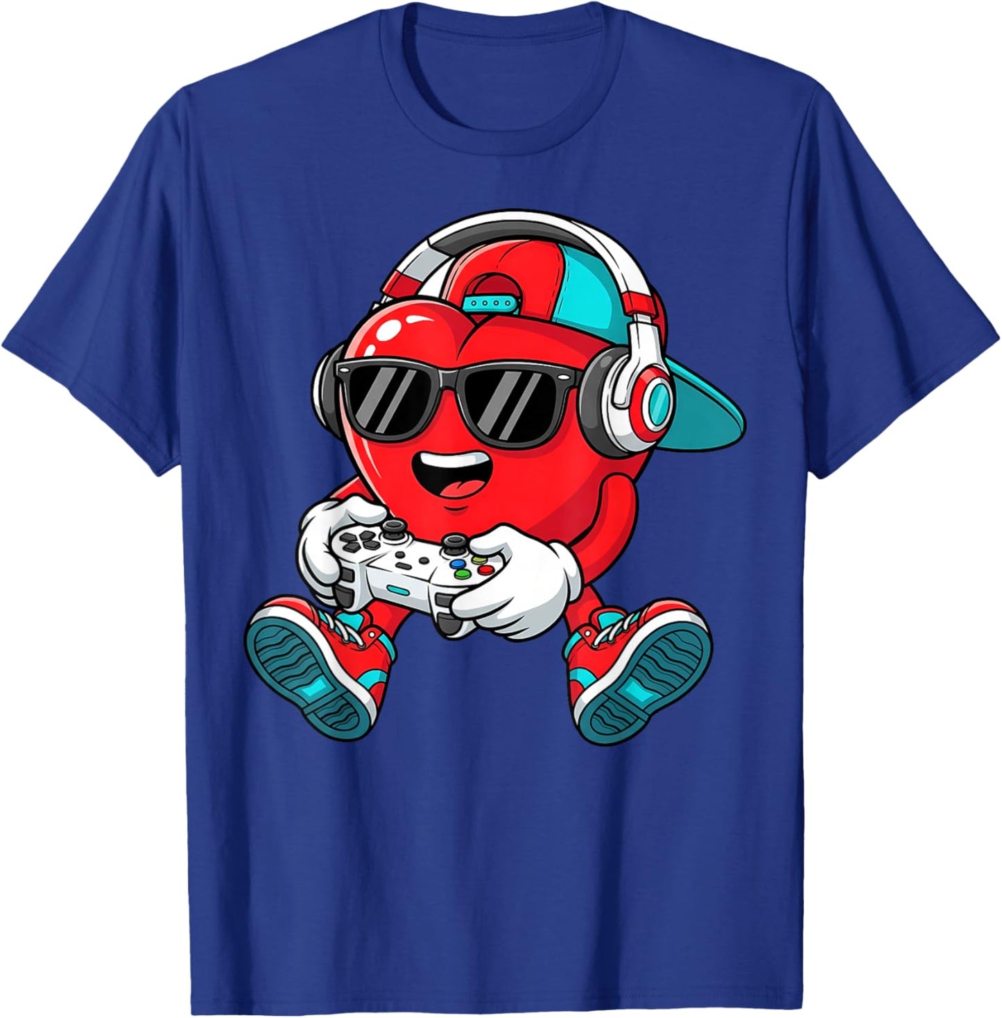 Valentines Day Gamer Heart Gaming Boys Kids Men Youth Teen T-Shirt - T-Shirt | Royal