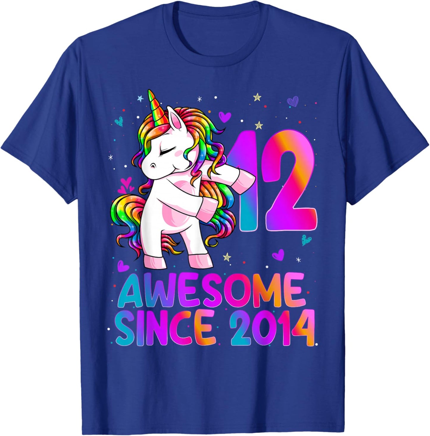 12 Year Old Girl Awesome Since 2014 12th Birthday Girl T-Shirt - T-Shirt | Royal