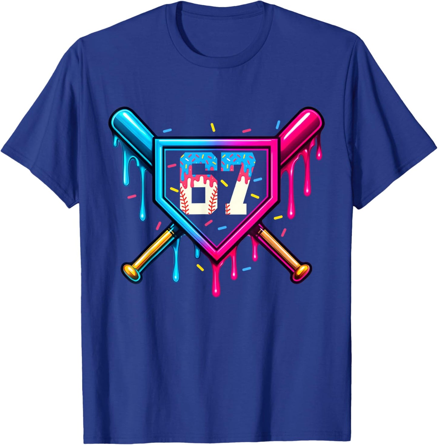 67 Ice Cream Drip Meme Six Seven Gen Alpha Slang T-Shirt - T-Shirt | Royal