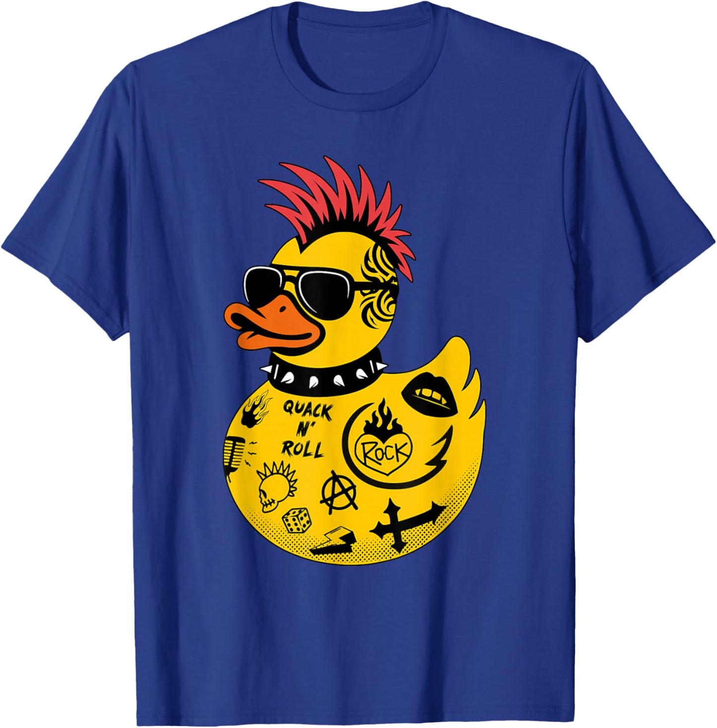 Rock Yellow Rubber Duck Men Women Kids Funny Duck T-Shirt - T-Shirt | Royal