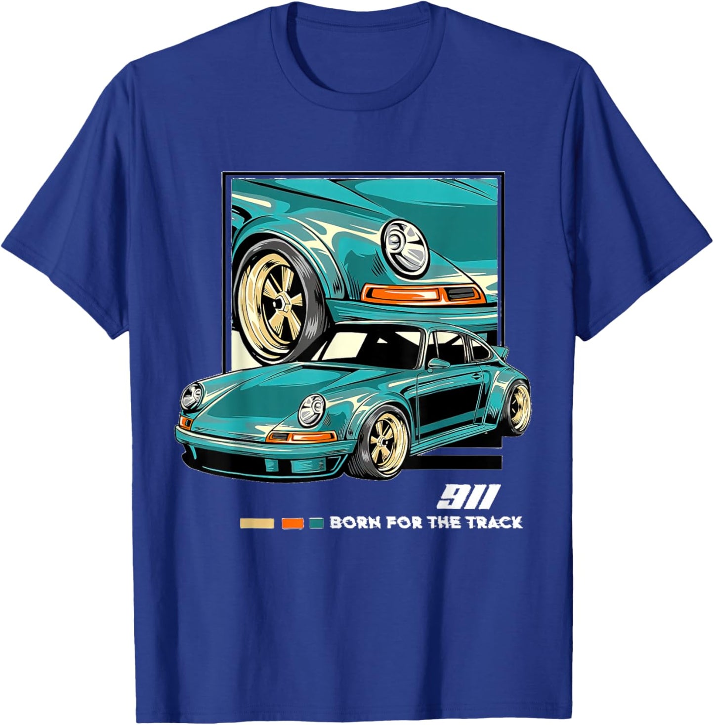 911 GT3 RS Classic Vintage Old Car USA Flag T-Shirt - T-Shirt | Royal