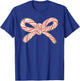 Candy Cane Coquette Bow Christmas Season Girls Retro T-Shirt - T-Shirt | Royal