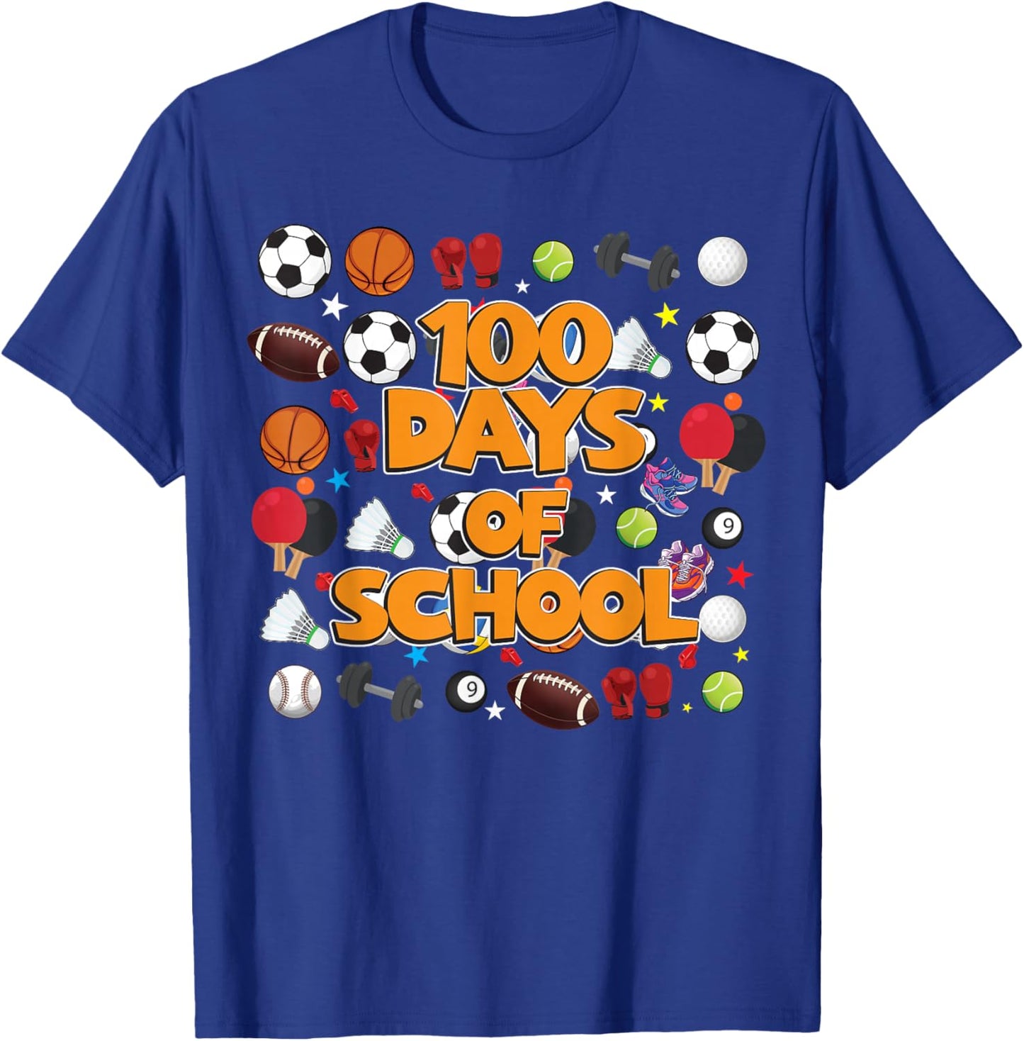 Happy 100 Days of School PE Teachers Kids Boys Girls T-Shirt - T-Shirt | Royal