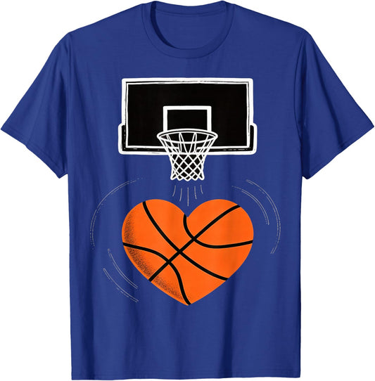 Valentines Basketball Valentine Boys Men Women Hearts Sport T-Shirt - T-Shirt | Royal