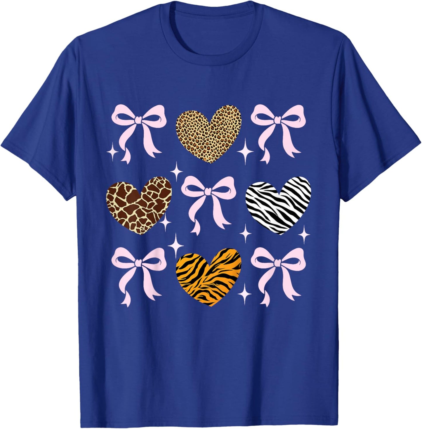 Girls Animal Print Bow Clothes Kids Cheetah Leopard Heart T-Shirt - T-Shirt | Royal