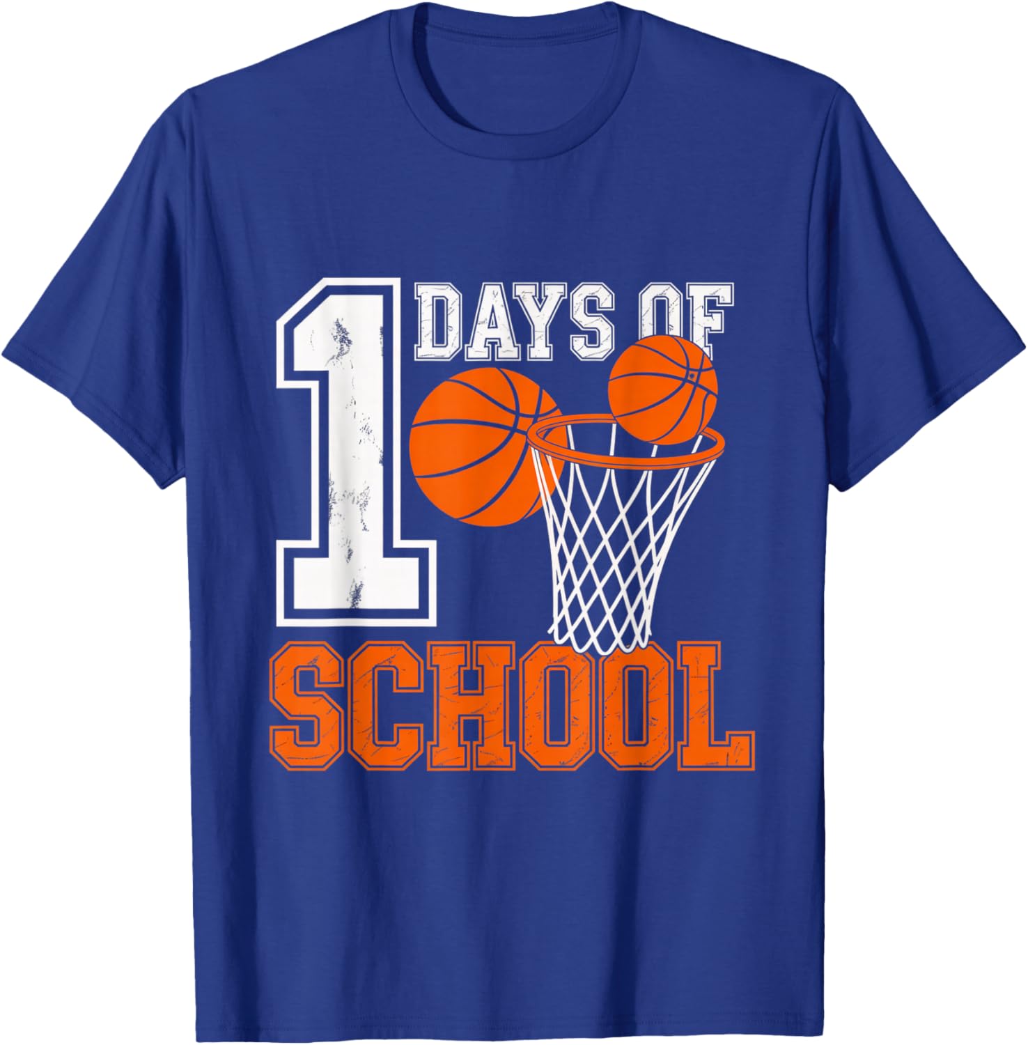 Retro 100 Days School Basketball Kids Hoops Art T-Shirt - T-Shirt | Royal