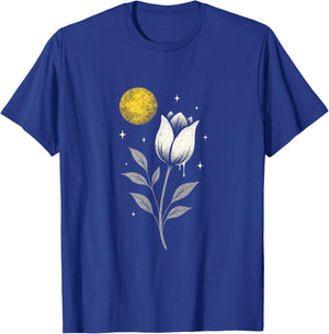 Mystic Flower with Moon - Occult Gothic Witchcraft T-Shirt - T-Shirt | Royal
