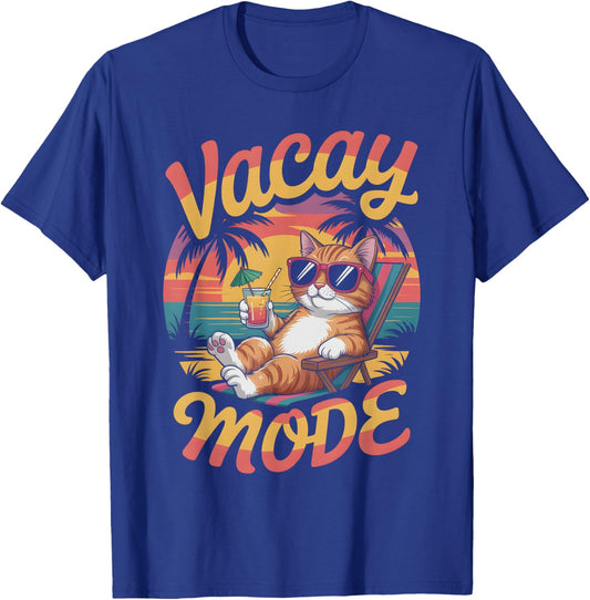 Feline Vacay Mode On Cat Cruise Vacation Cancun Besties Trip T-Shirt - T-Shirt | Royal