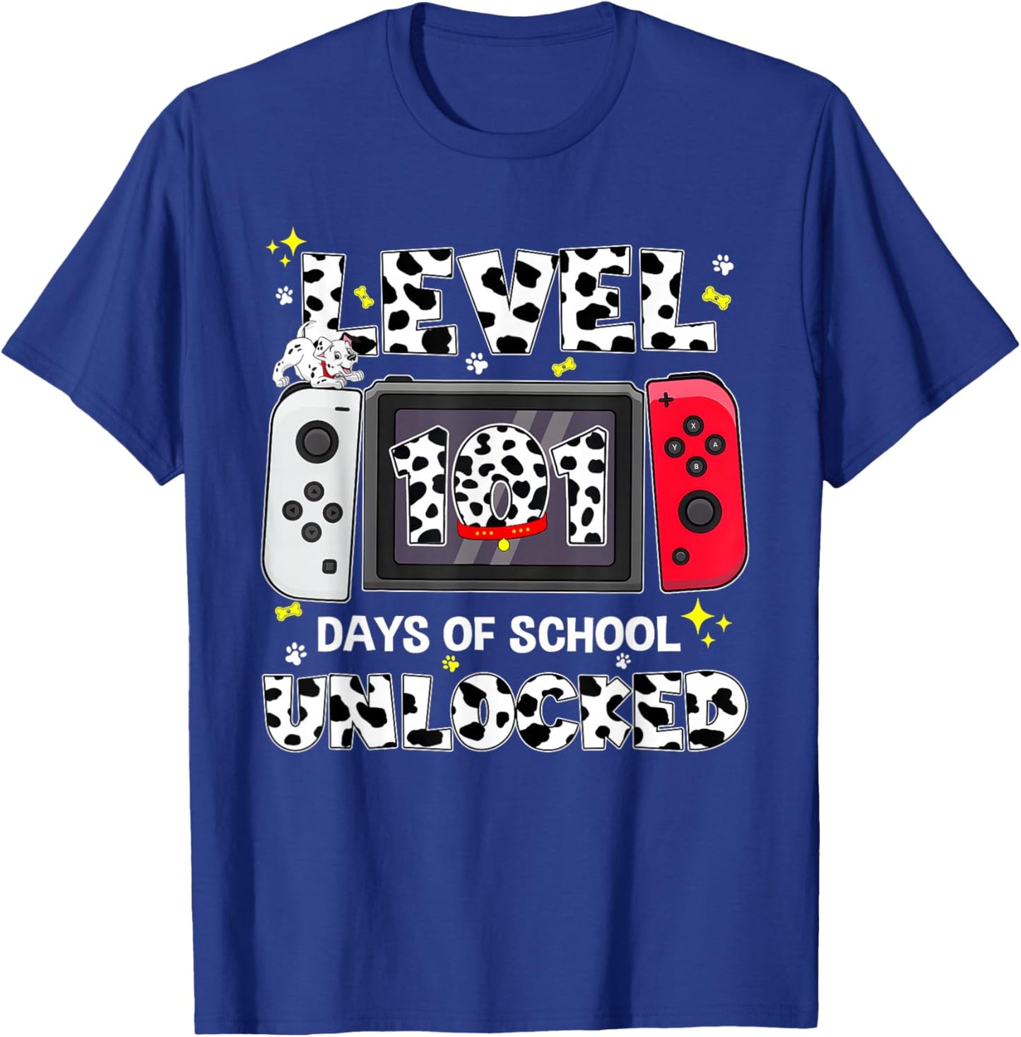 Level Unlocked Game Controller 101 Days School 100 Days T-Shirt - T-Shirt | Royal