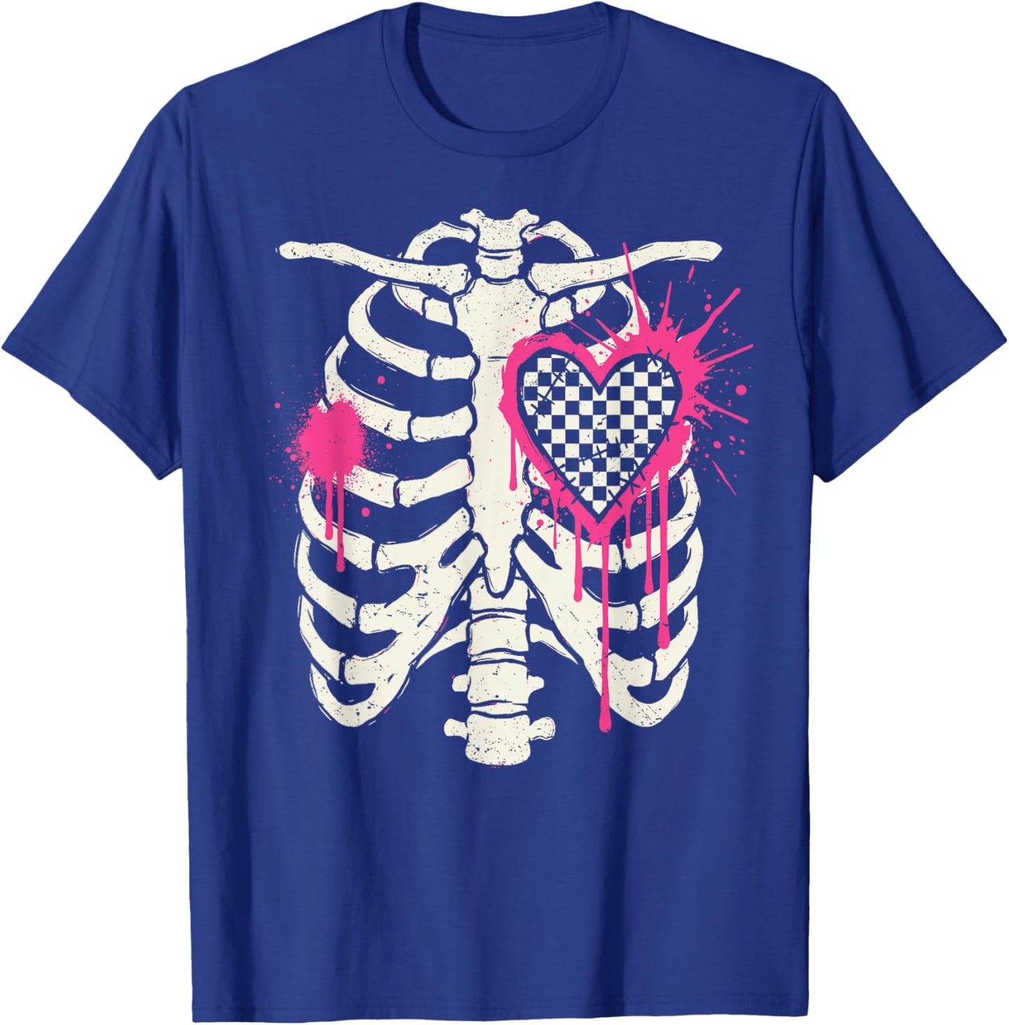 Scenecore Ribs & Heart | Still Emo Y2K 2000s Alt Mall Goth T-Shirt - T-Shirt | Royal